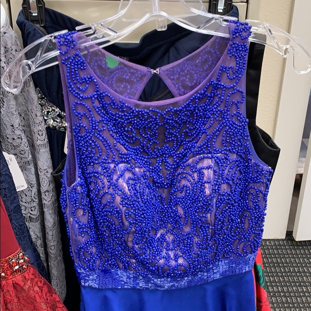 Sherri Hill royal blue one piece short dress